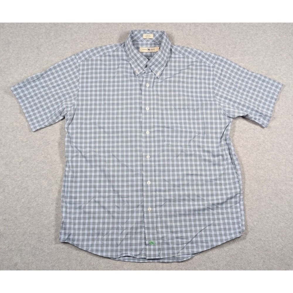 Onward Reserve Men Shirt Large Plaid Short Sleeve Classic Fit Nylon Blend‎